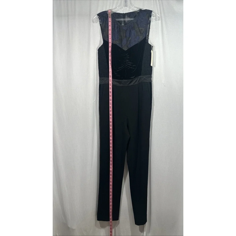 NWT$525 Rebecca Taylor [ 6 ] Velvet & Organza Floral Jumpsuit Violet Black Q1260
